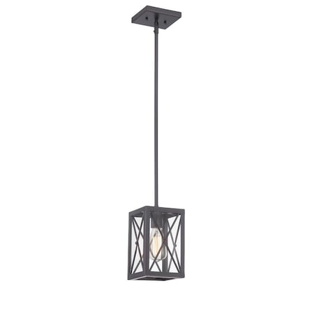 Designers Fountain High Line 60 Watt 1 Light Satin Bronze Mini-Pendant with Clear Glass Shade 87330-SB